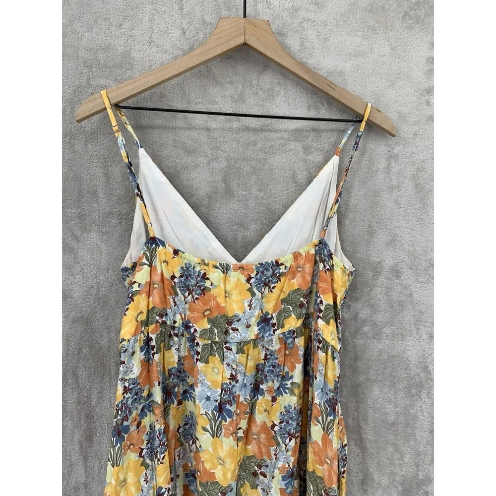 Abercrombie & Fitch Dress Large Petite Orange Blue‎ Floral Cut Out Maxi Vacation